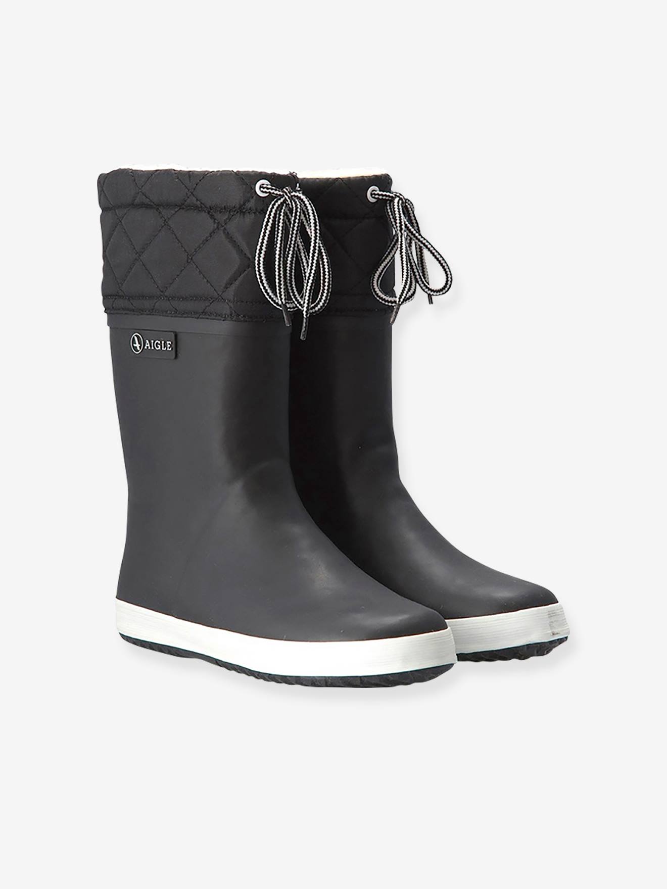 Bottes de pluie fourrées enfant Lolly Pop Giboulée AIGLE® noir blanc