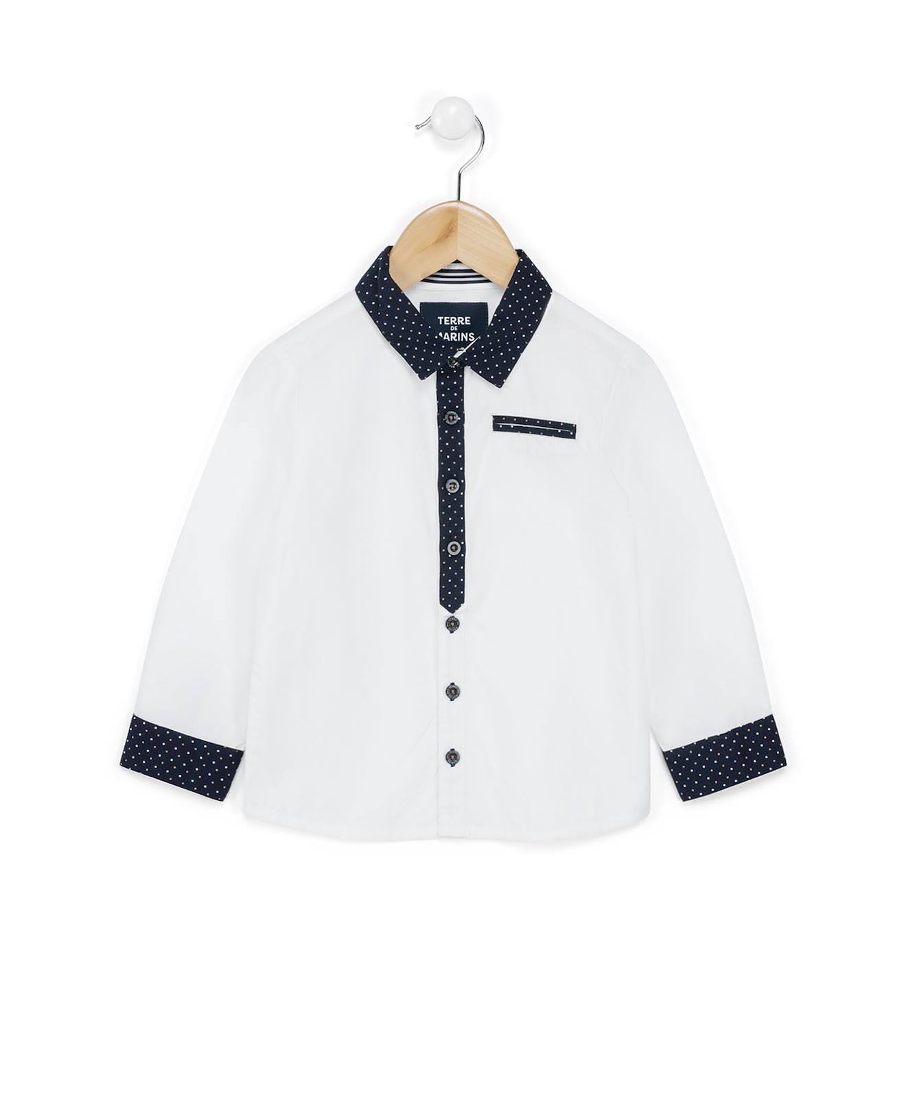 Chemise Manches Longues 100% Coton Garçon Blanc Optique