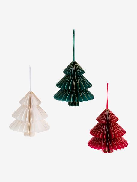 Lot De 3 Decorations De Noel Sapins Origami Blanc Vertbaudet