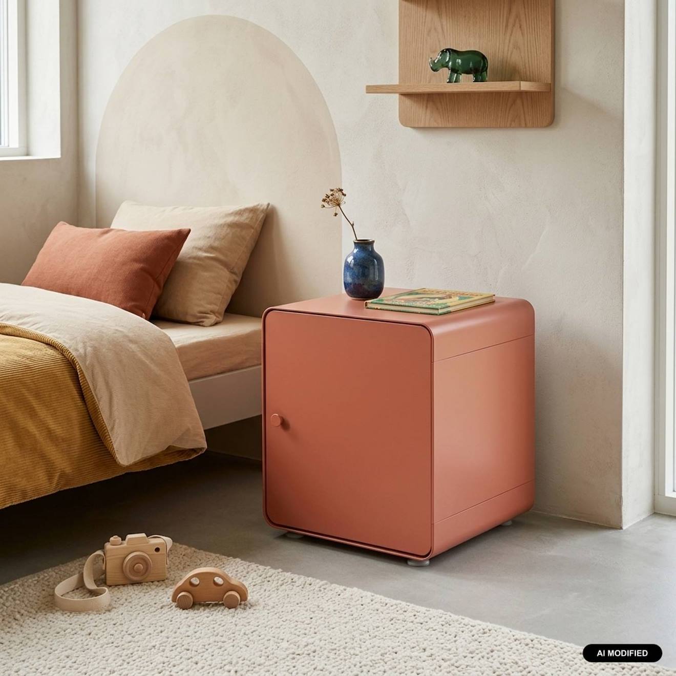 Table De Chevet Industrielle Acier 1 Porte - Tribeca Terracotta