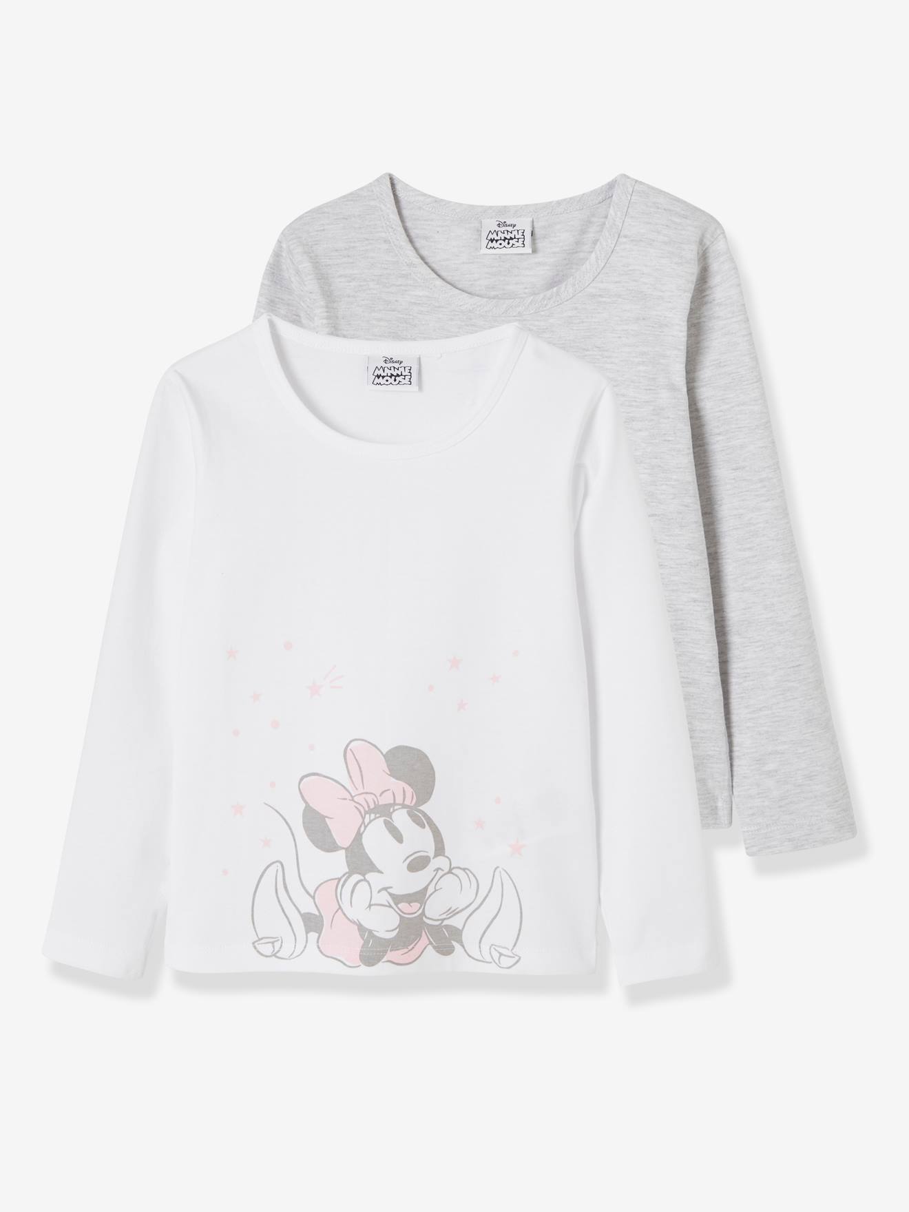 Lot de 2 t-shirts fille Disney® Minnie blanc clair uni avec decor