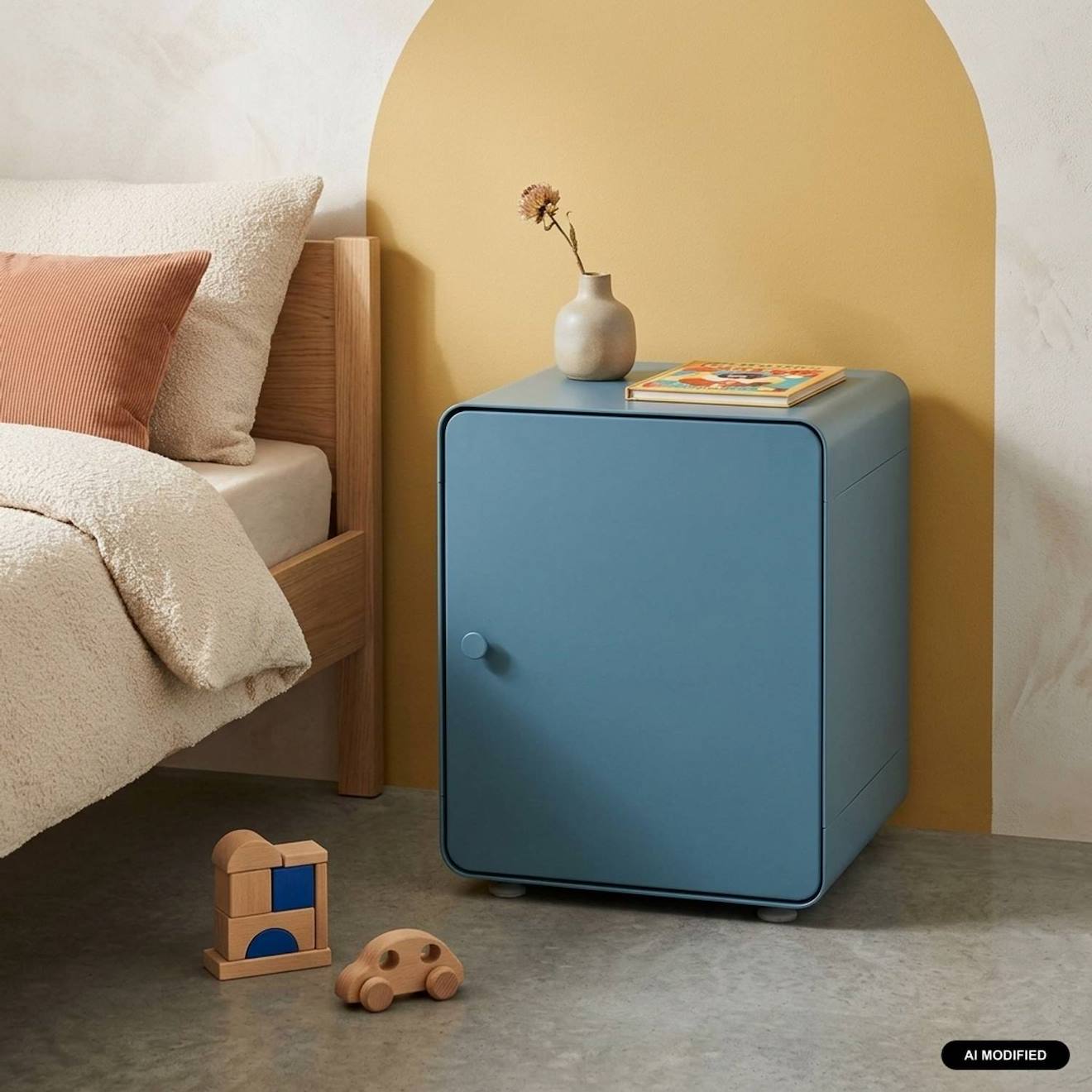 Table De Chevet Industrielle Acier 1 Porte - Tribeca Bleu