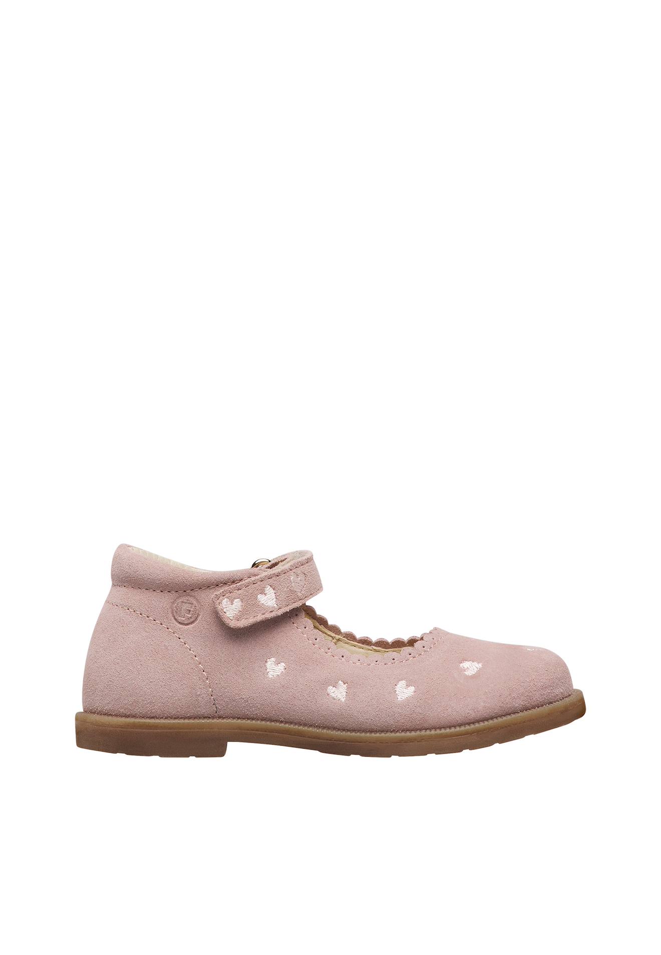 Ballerines Bébé Fille En Daim Plinpi 2, Broderies Cœurs Rose-marron Ballerines Bébé Fille En Daim Plinpi 2, Broderies Cœurs Rose-marron