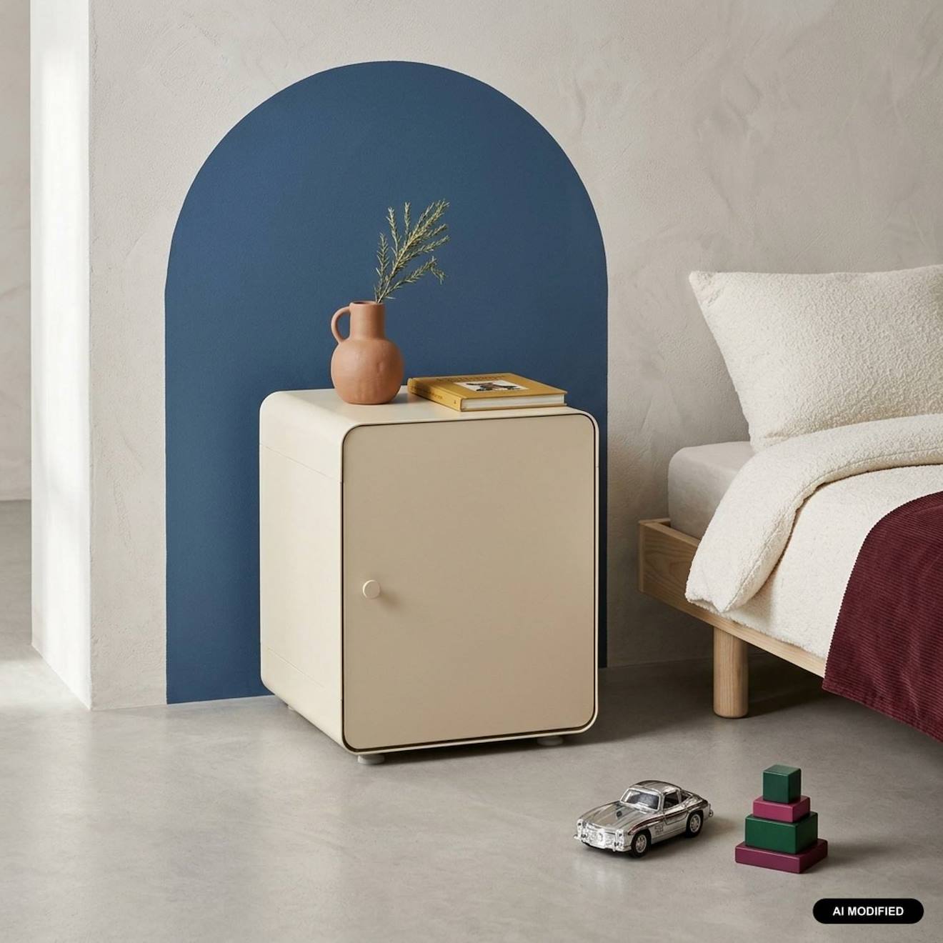 Table De Chevet Industrielle Acier 1 Porte - Tribeca Beige