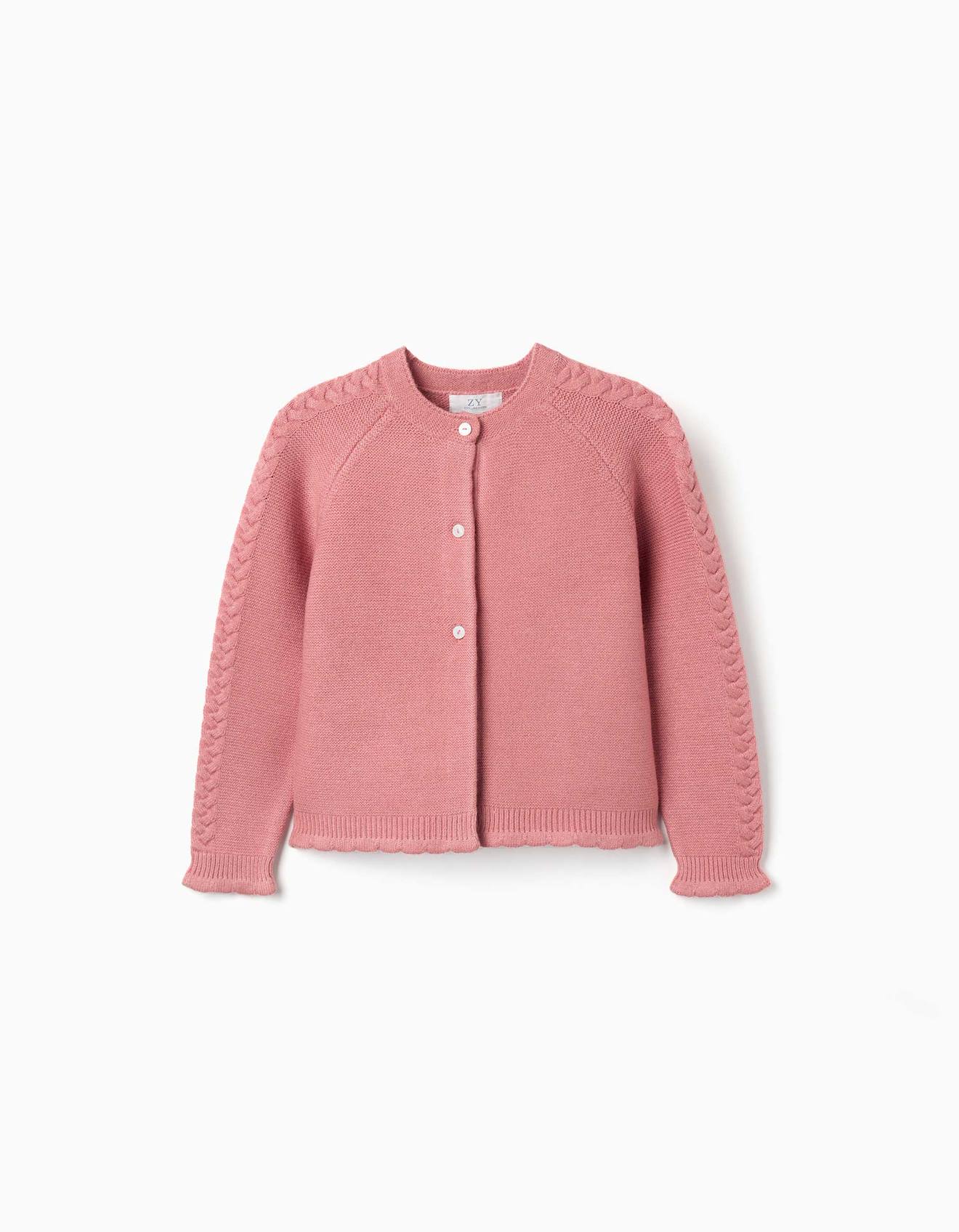 Cardigan En Maille Avec Détails Torsadés Rose