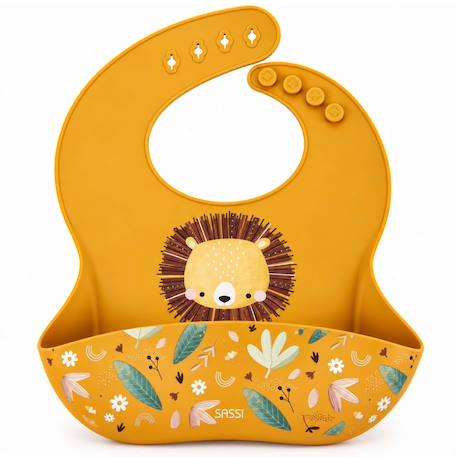 Sassi - Bavoir Récupérateur En Silicone Animaux Orange
