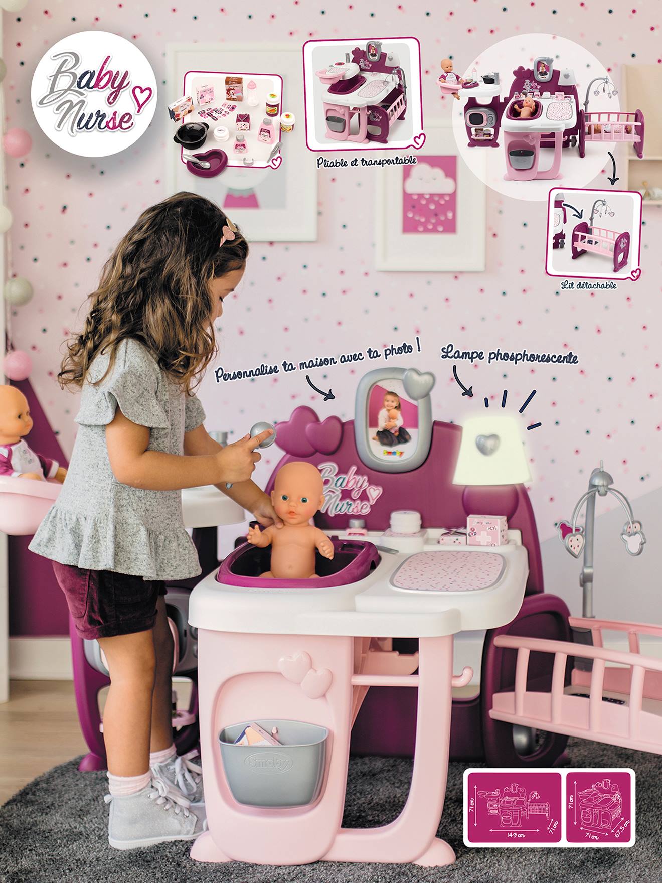 Grande Maison Des Bebes Baby Nurse Smoby Rose Violet Blanc Smoby