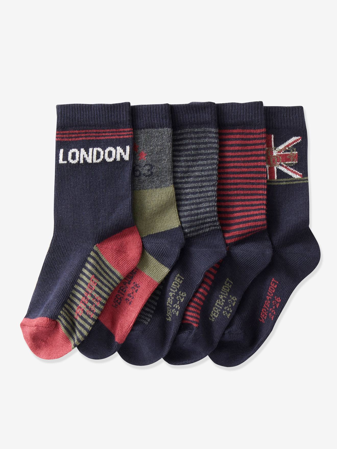 Lot de 5 paires de mi-chaussettes garçon London Oeko-Tex® lot kaki foncé