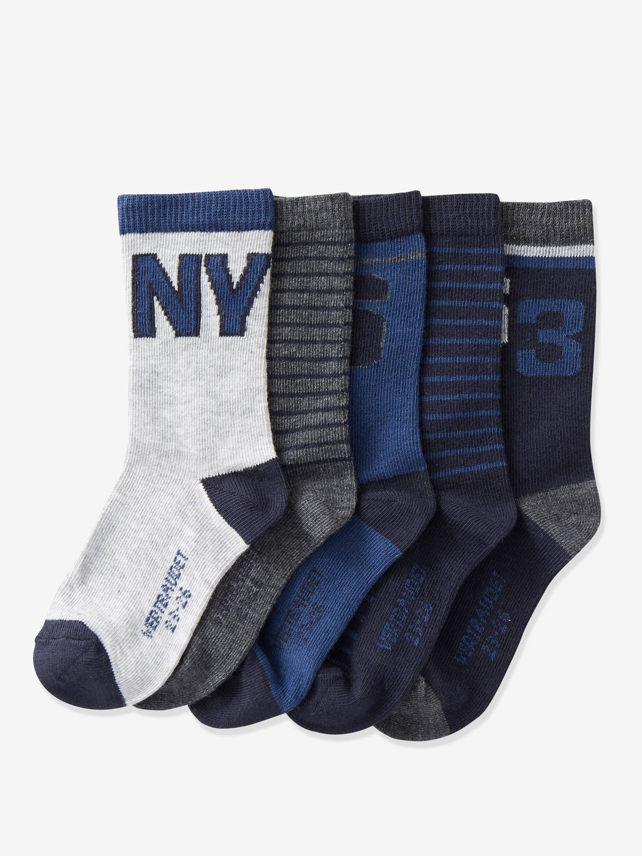 Lot de 5 paires de mi-chaussettes garçon Collège lot dark bleu ardoise