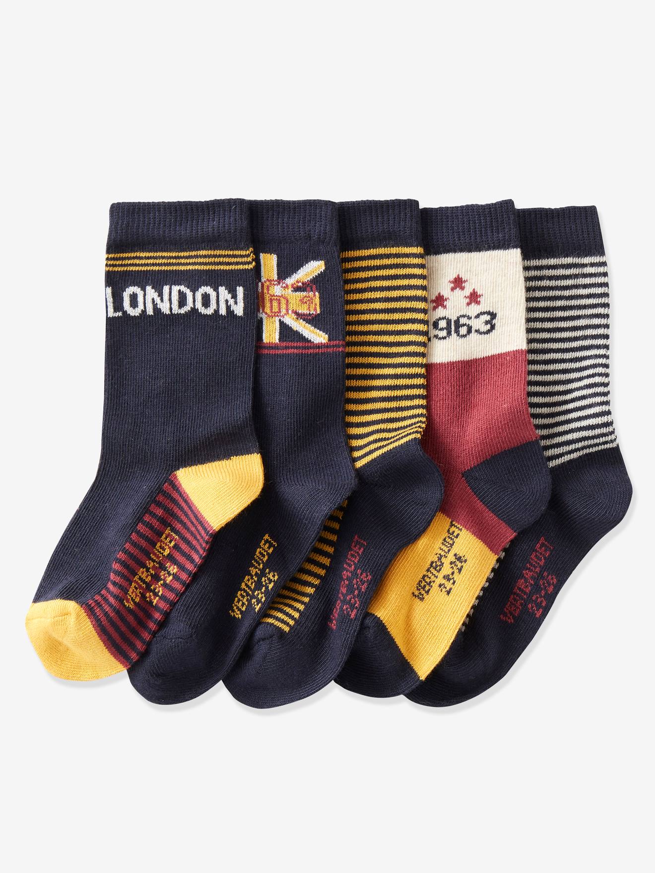 Lot de 5 paires de mi-chaussettes garçon London Oeko-Tex® lot jaune épicé