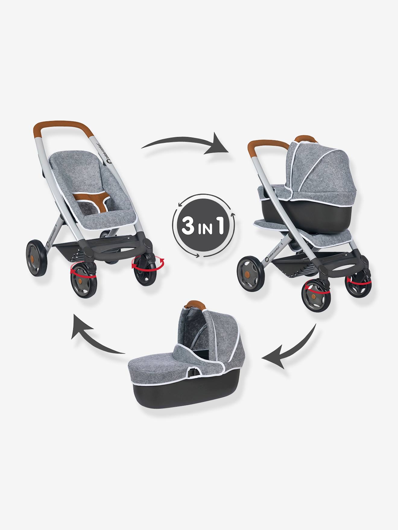 Combine Poussette Landau Bebe Confort Smoby Gris Chine Smoby