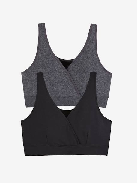 Vertbaudet - Lot de 2 brassières d'allaitement sans coutures en microfibre lot anthracite/noir