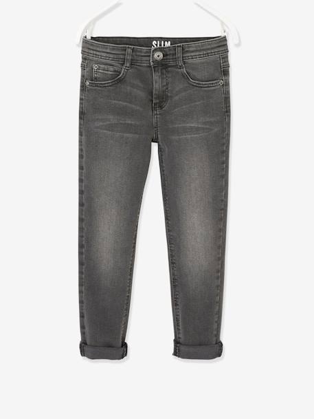 Pantalon Droit En Molleton Effet Denim Pour Garçon - Vertbaudet, Coupe Confort, Ceinture élastique