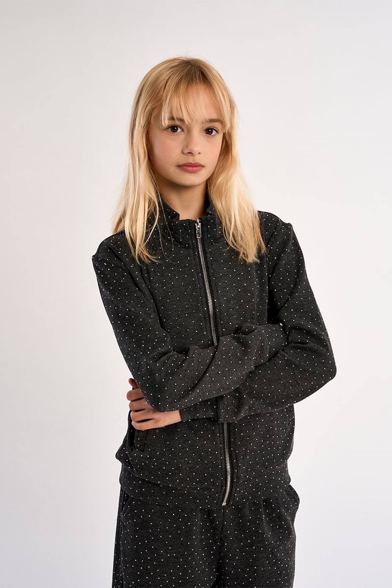 Veste Zippée À Pois Dark Grey Veste Zippée À Pois Dark Grey