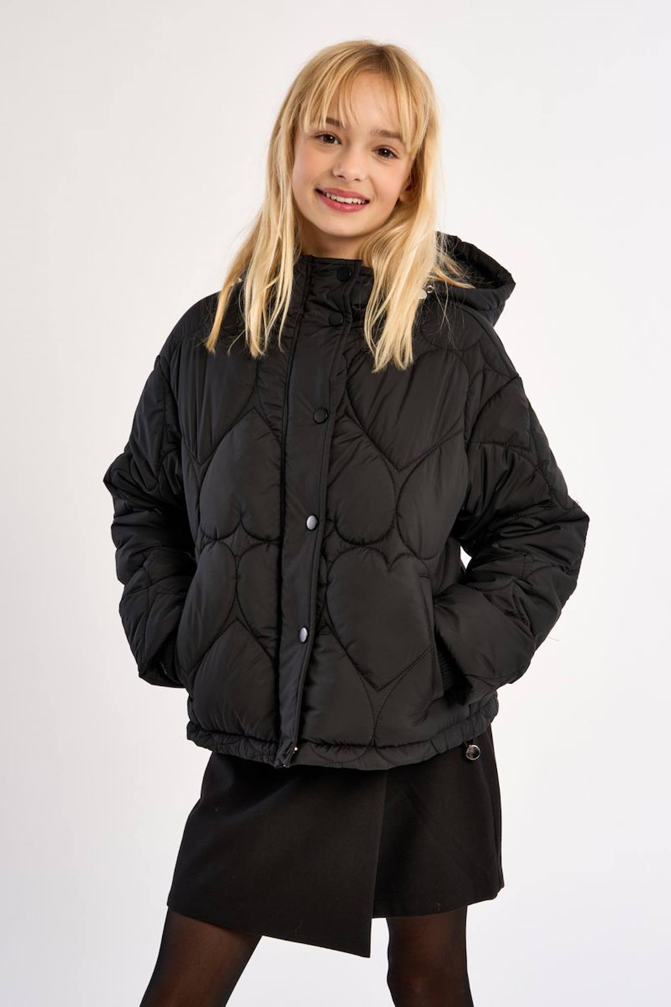 Veste Matelassée, Motif Cœur Noir Veste Matelassée, Motif Cœur Noir