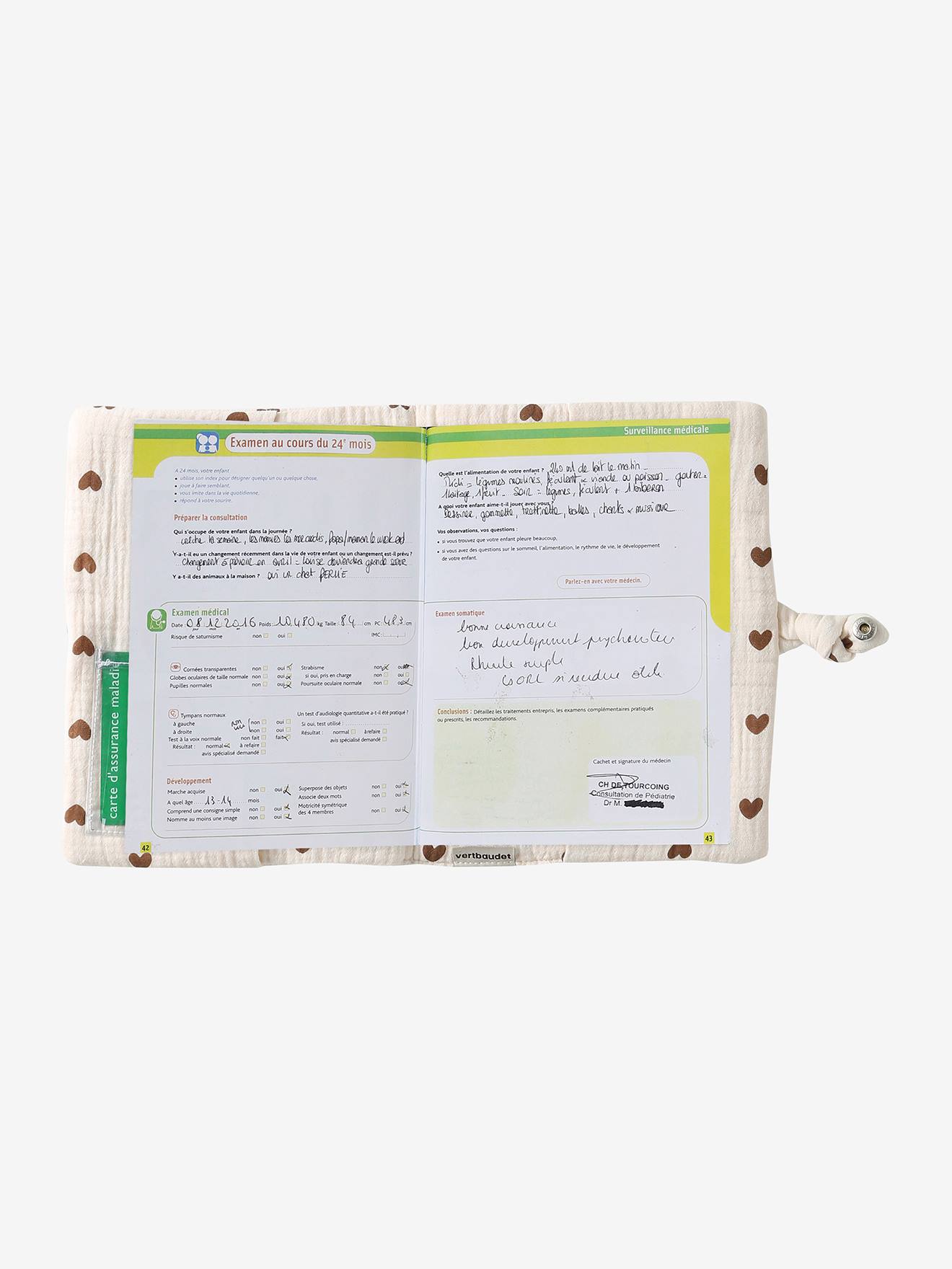 Protège carnet de santé en gaze de coton coeur fondant (Vertbaudet) - Image 2