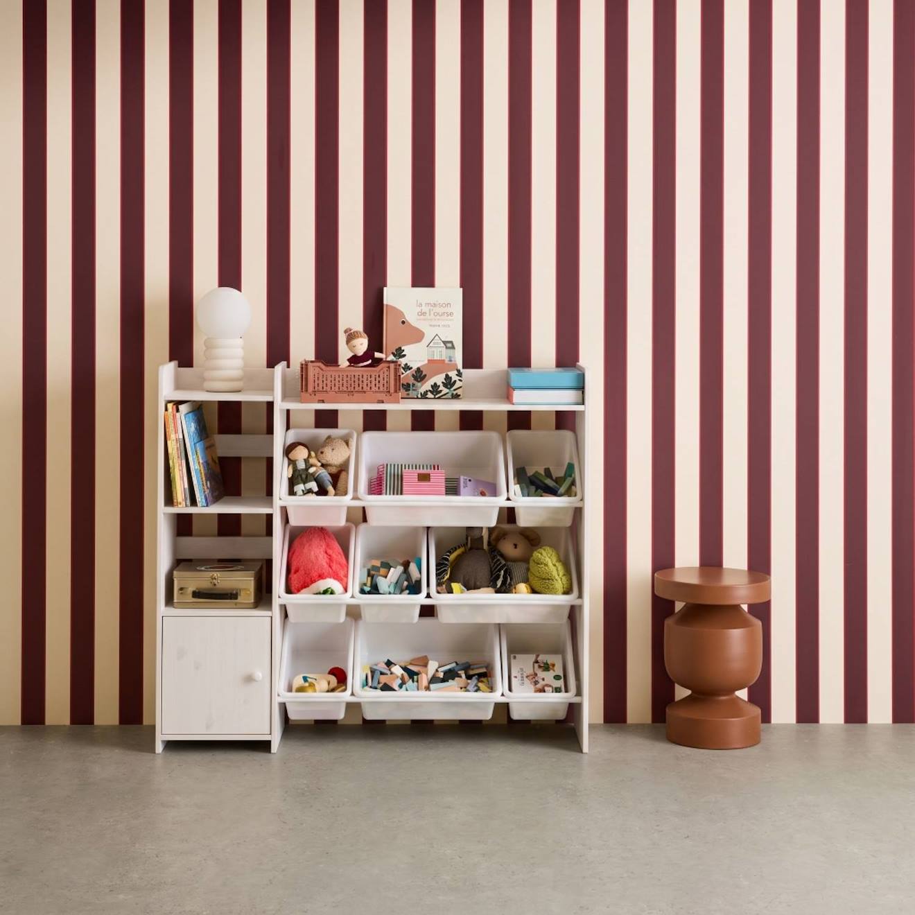 Meuble De Rangement Enfant 9 Bacs De Rangement, 4 Étagères, 1 Porte Blanc