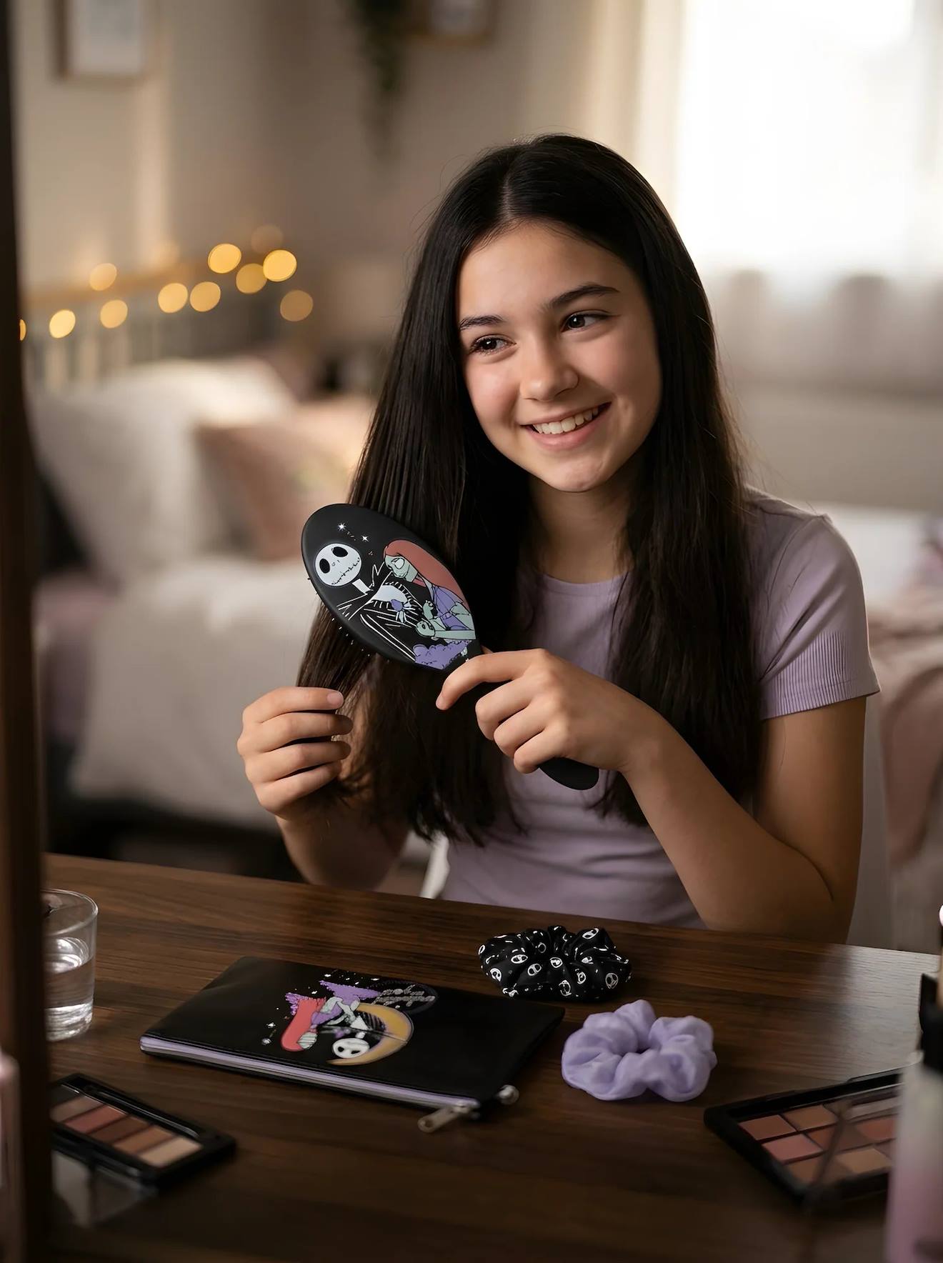Set De Beauté Brosse Et Élastiques Enfant Jack Skellington Noir