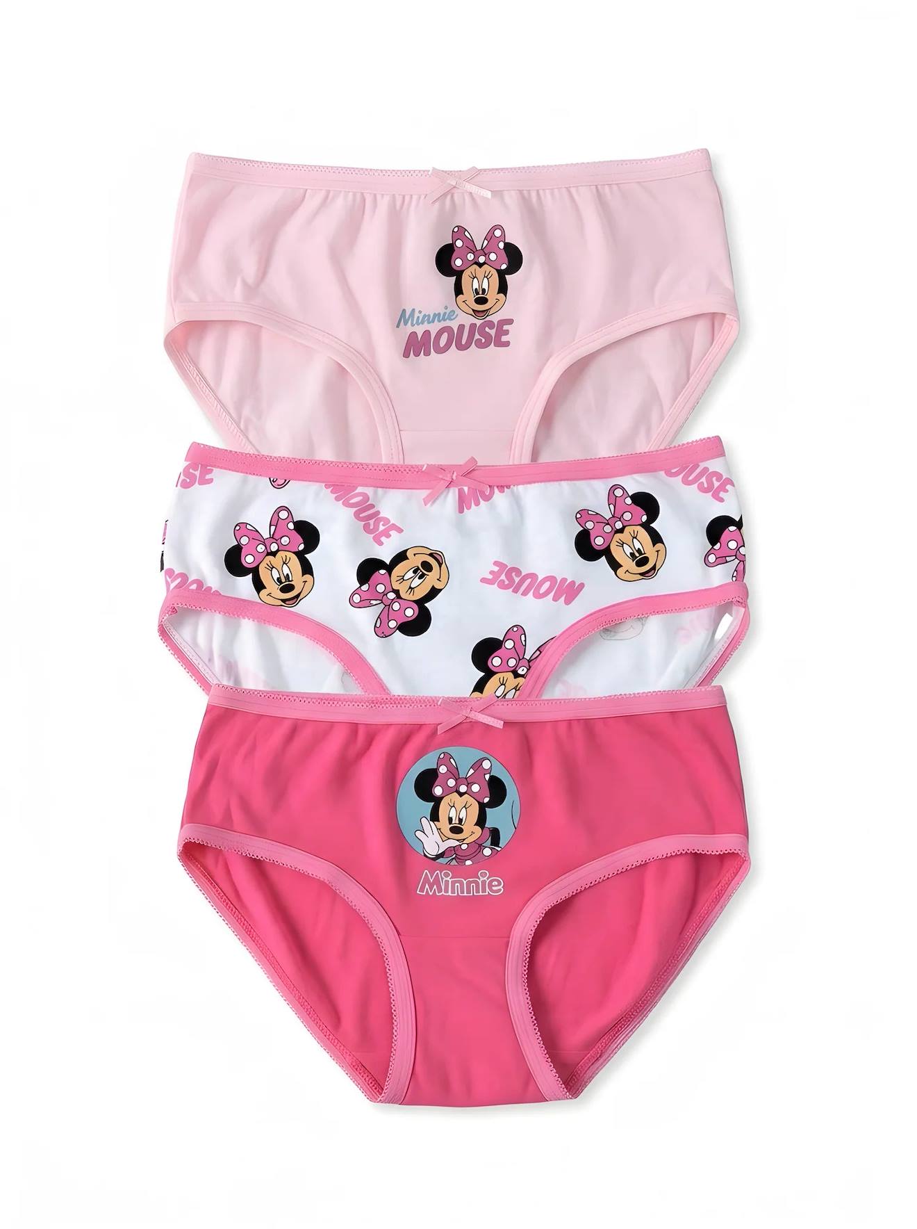 Lot De 3 Culottes Minnie Fille Rose, Blanc Et Médaillon Lot De 3 Culottes Minnie Fille Rose, Blanc Et Médaillon