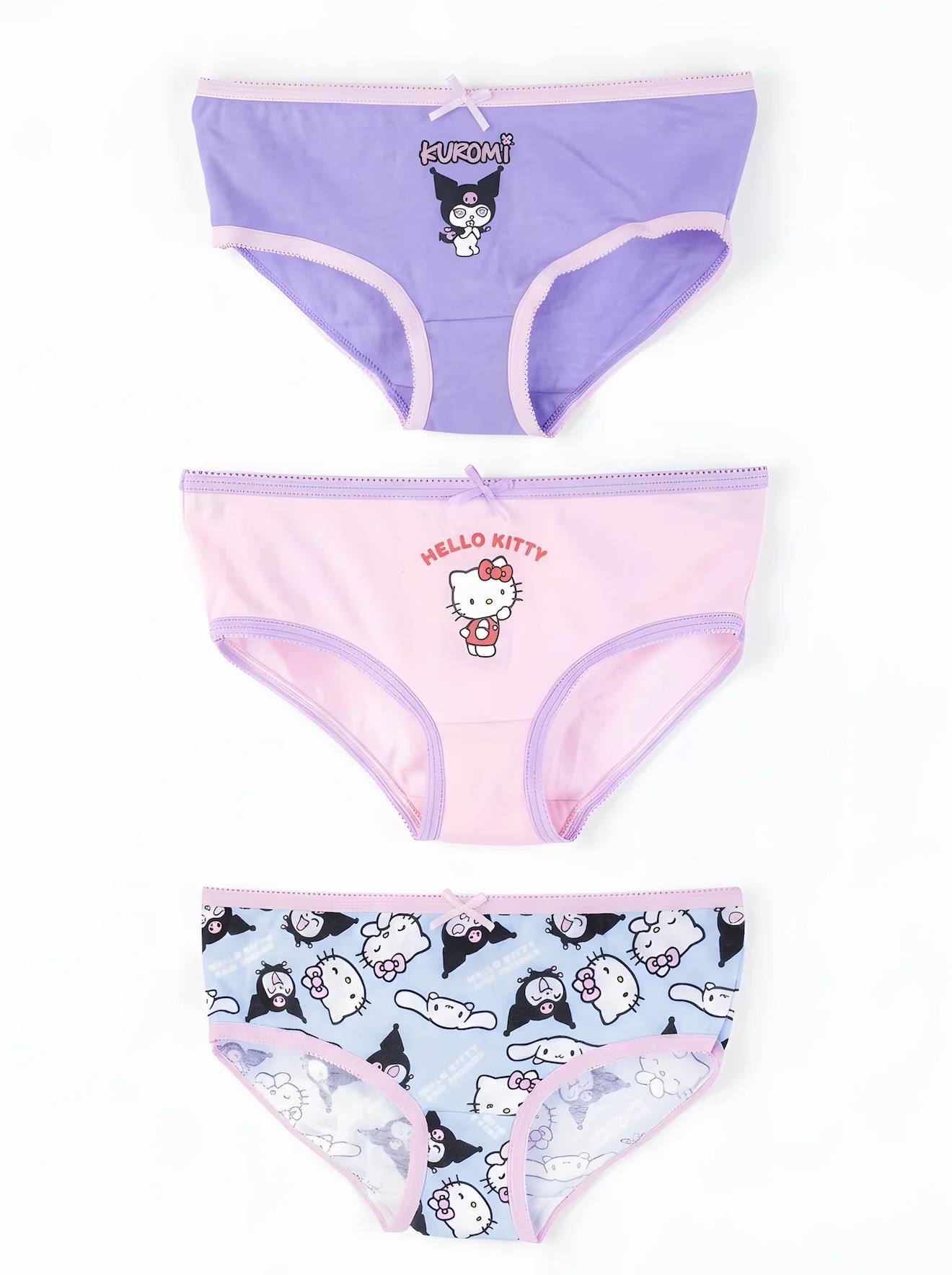Lot De 3 Culottes Hello Kitty Fille Rose Et Violet Lot De 3 Culottes Hello Kitty Fille Rose Et Violet