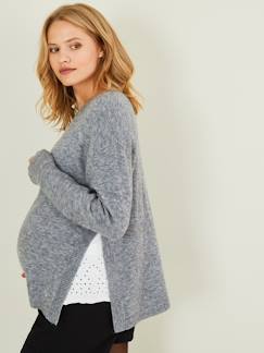 Vêtements de grossesse-Pull, gilet-Pull fendu côté grossesse et allaitement