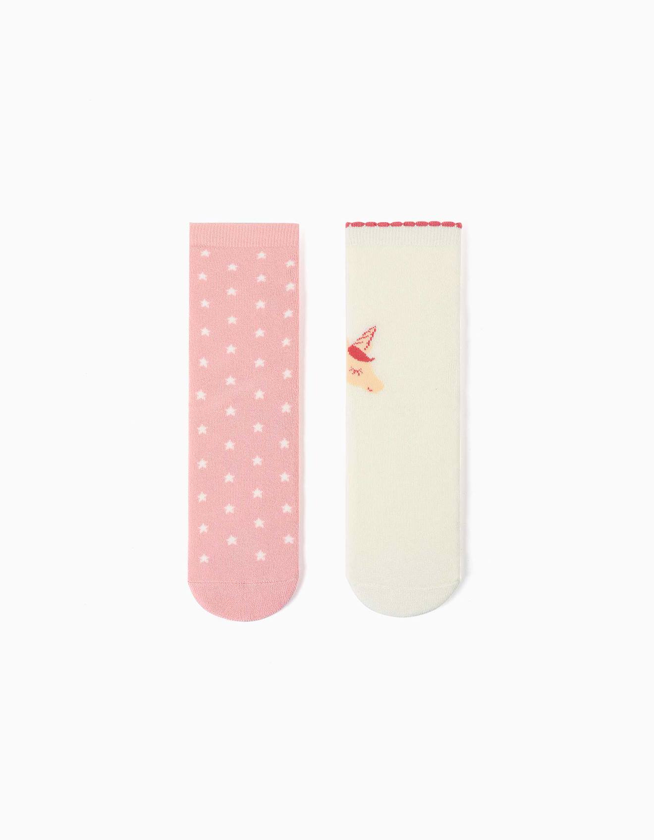 Lot De 2 Paires De Chaussettes Antidérapantes Avec Licorne/étoiles Multicolore