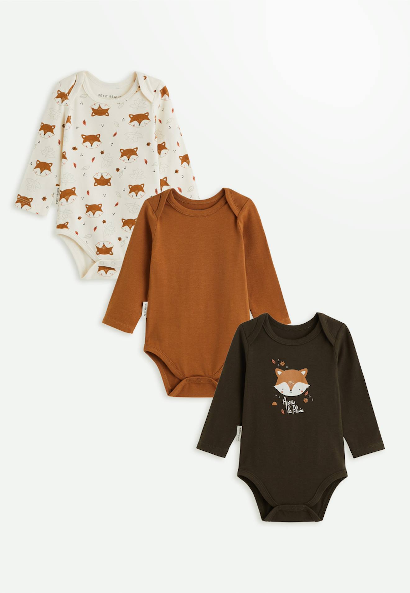 Lot De 3 Bodies Bébé Manches Longues Ginkgo Vert