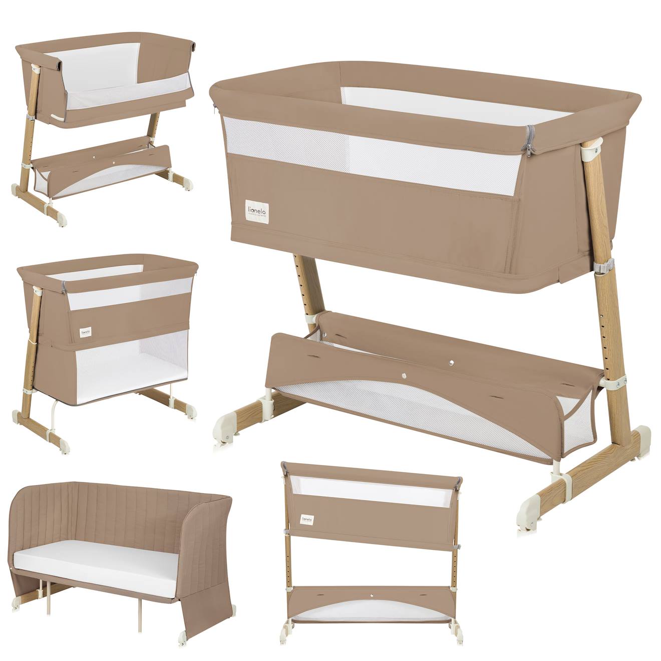 Lit Cododo 5en1 Thomi Plus Avec Fonction Berceau, Parc Bébé Et Canapé-lit Jusqu’à 100 Kg Beige Carmel