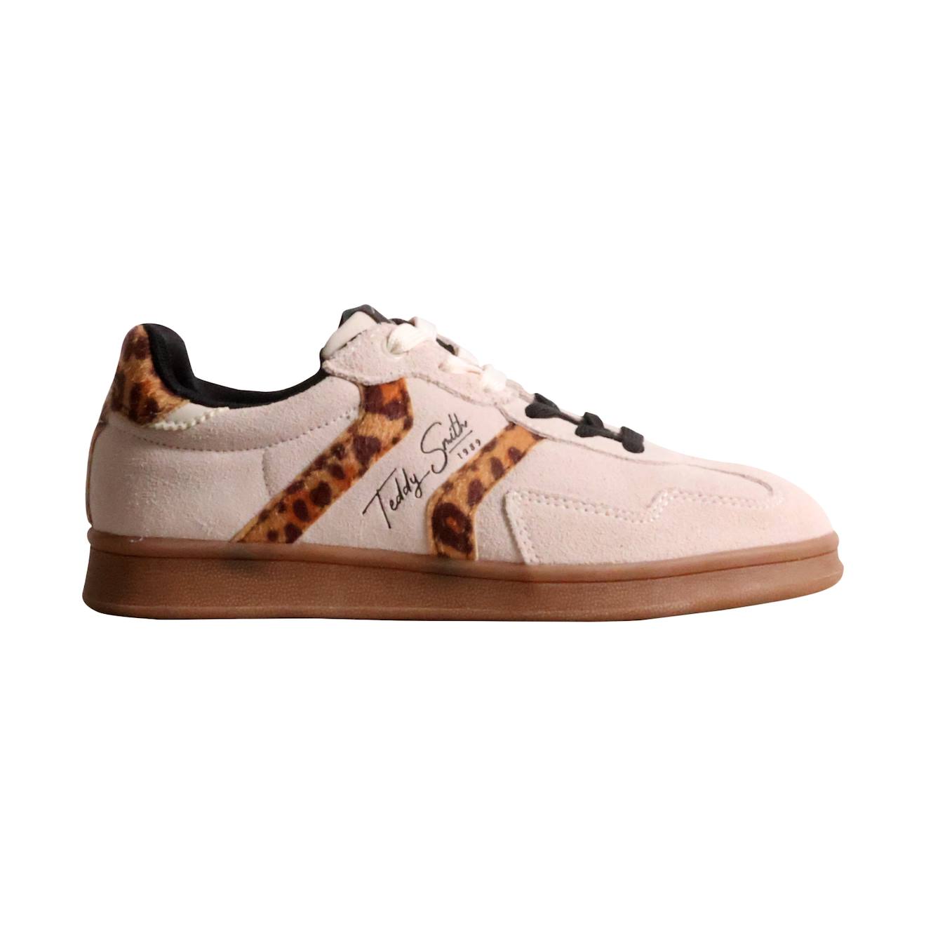 Baskets Fille Basses À Lacets Beige Leopard