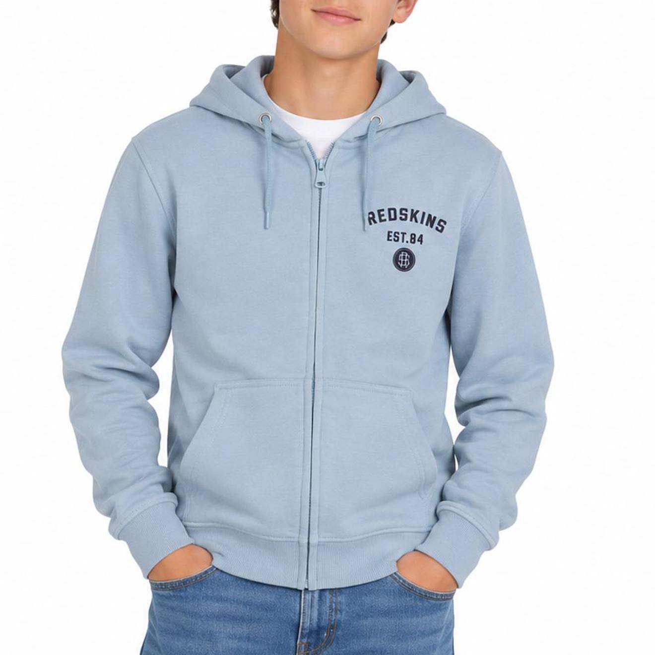 Sweat Garçon Zippé À Capuche Scz Bleu