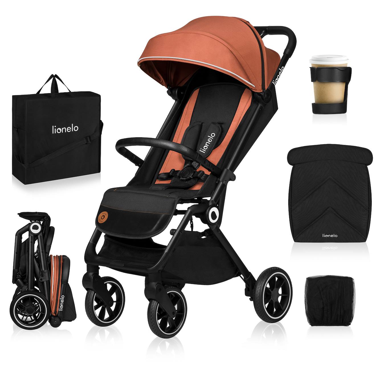 Poussette Canne Compacte Cloe Légère Et Pliable Jusqu à 22 Kg Brown Rust