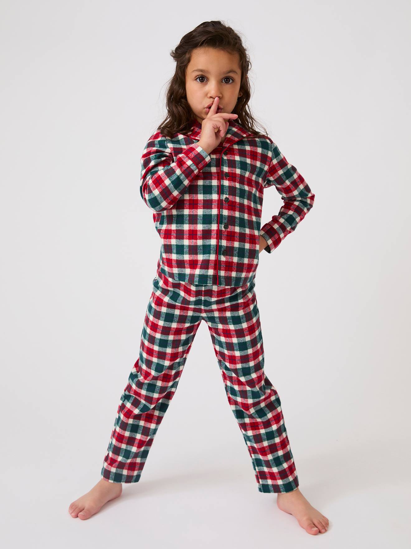 Pyjama En Flanelle Pur Coton Rouge