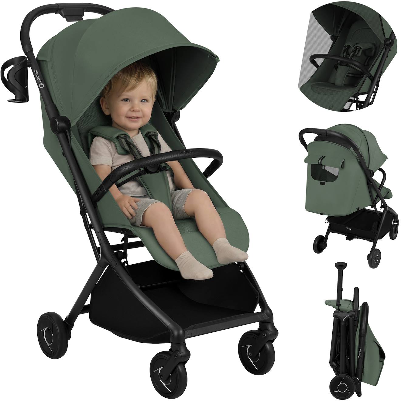 Poussette Ultra-compacte Sia 5,9 Kg Compatible Avion Avec Moustiquaire Green Emerald