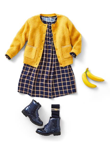 Gilet fille détails irisés maille ultra douce écureuil+écureuil lurex poches+jaune ambre+rose 13 - vertbaudet enfant 