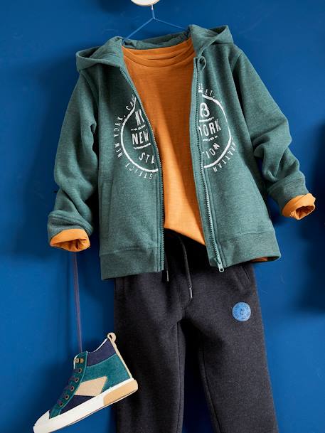 T-shirt couleur Basics personnalisable garçon manches longues Bleu+bois de rose+ECRU+marine+marron clair+vert 26 - vertbaudet enfant 