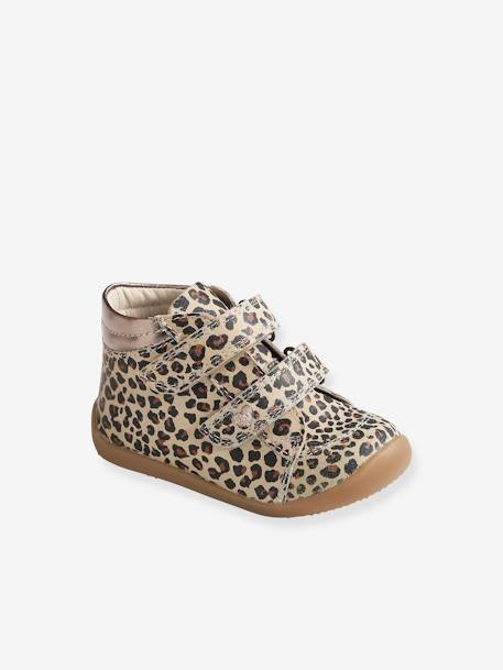 Bottillons Cuir Bebe Fille Premiers Pas Imprime Leopard Vertbaudet