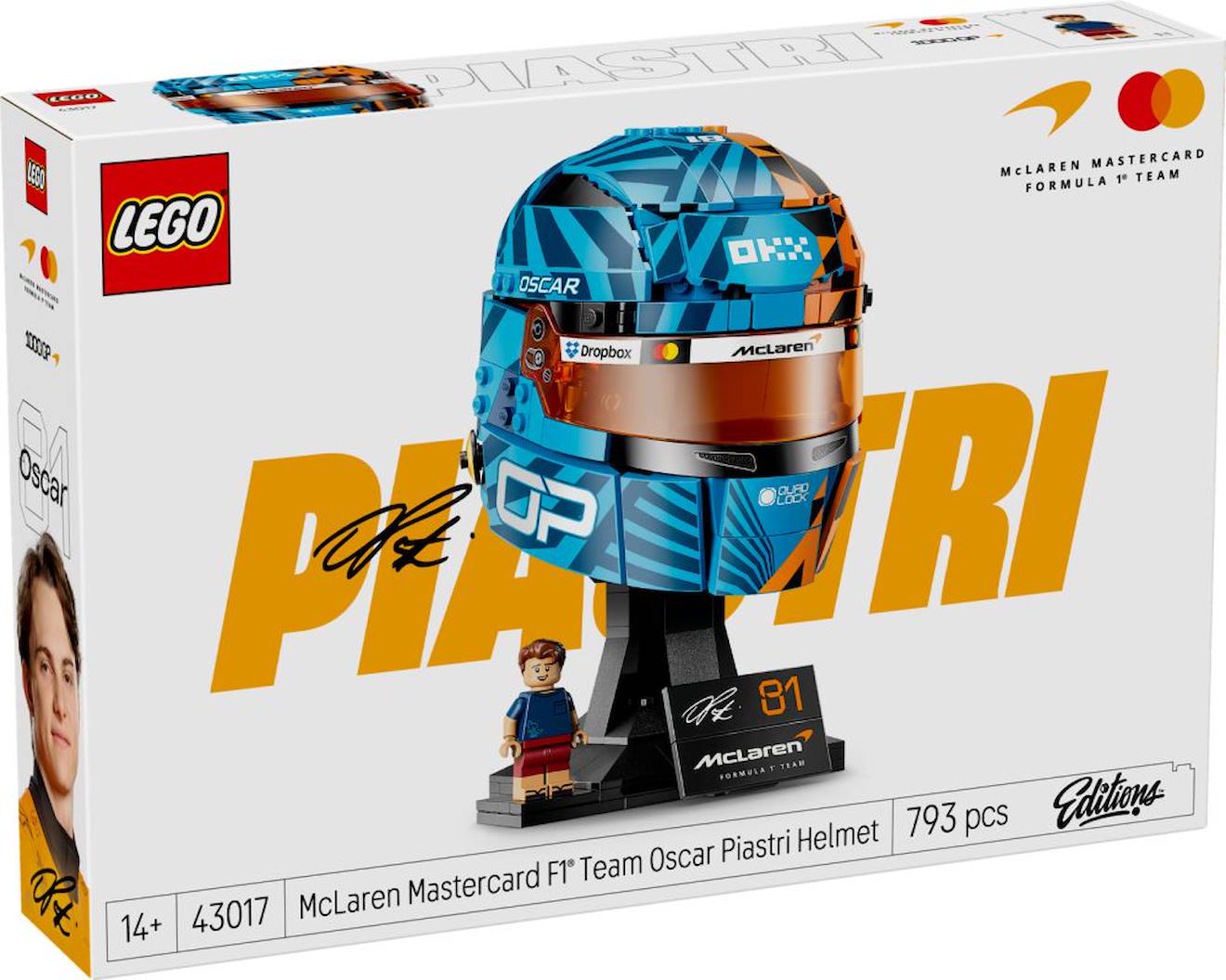 Lego Editions 43017 Mclaren Mastercard F1 Team Casque D oscar Piastri Multicolore