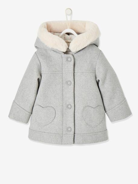 Manteau à capuche bébé fille drap de laine   - vertbaudet enfant