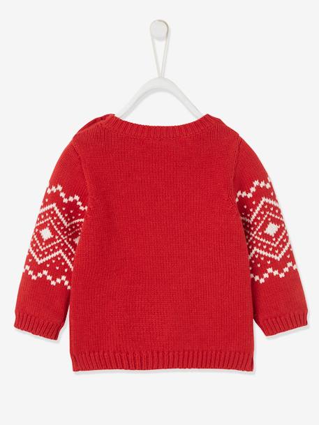 Pull de Noël bébé mixte motif renne rouge brique 2 - vertbaudet enfant 
