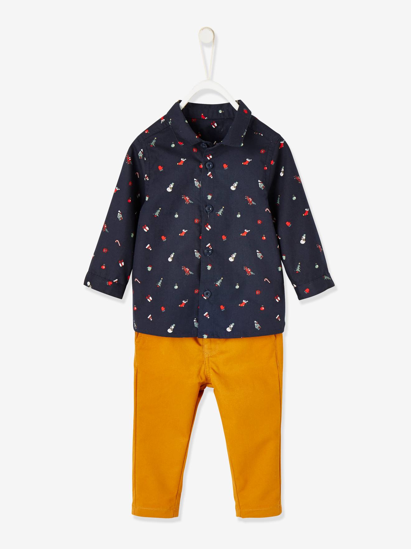 Ensemble de fêtes chemise + pantalon bébé garçon encre imprimé