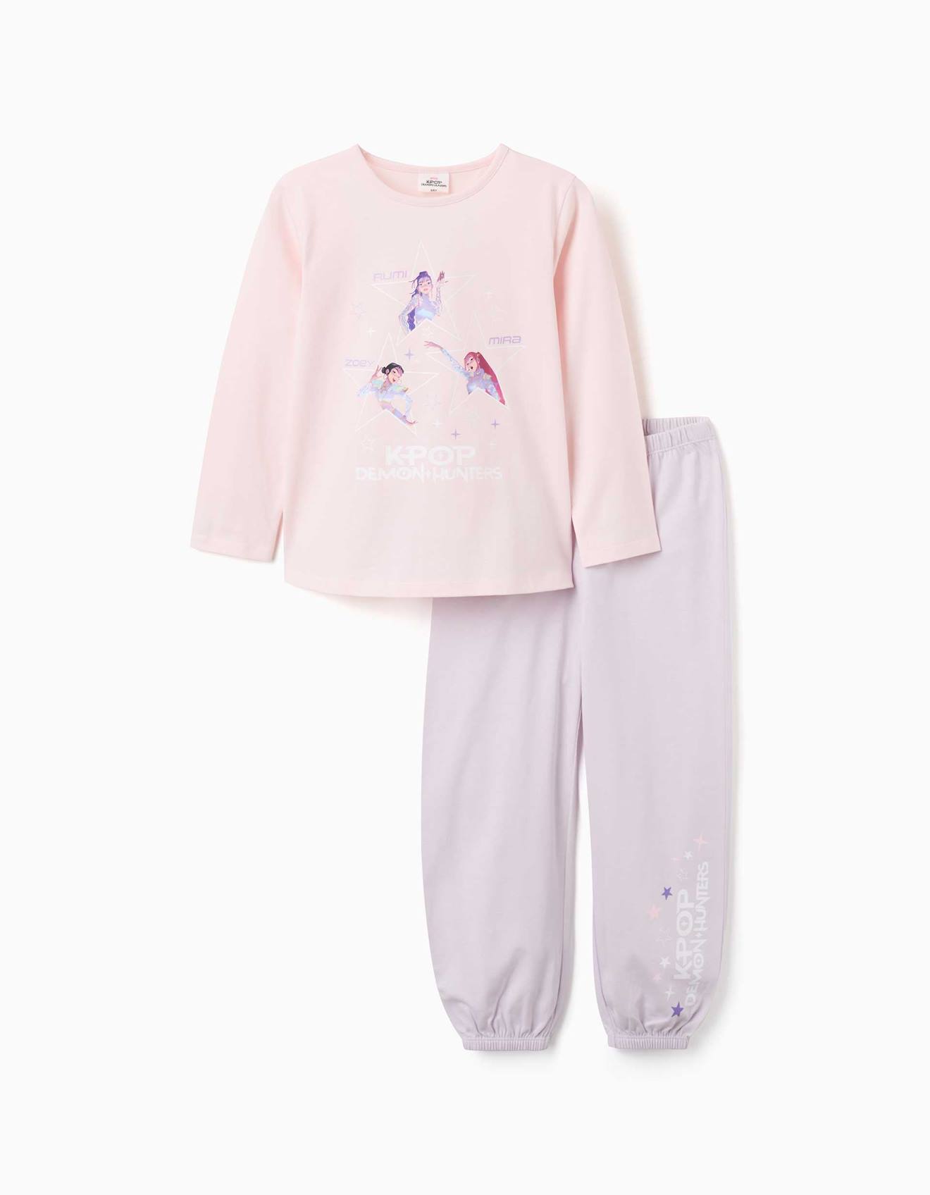 Pyjama En Coton À Manches Longues Et Imprimé K-pop Demon Hunters Rose