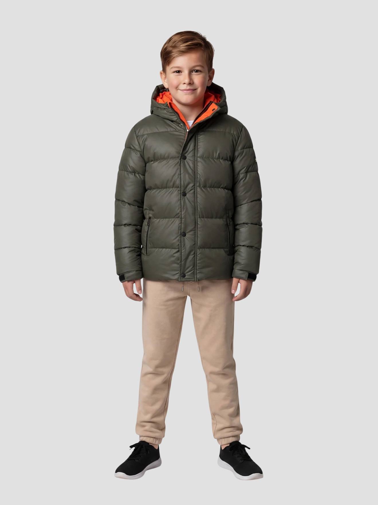 Blouson Matelassé À Capuche Kaki