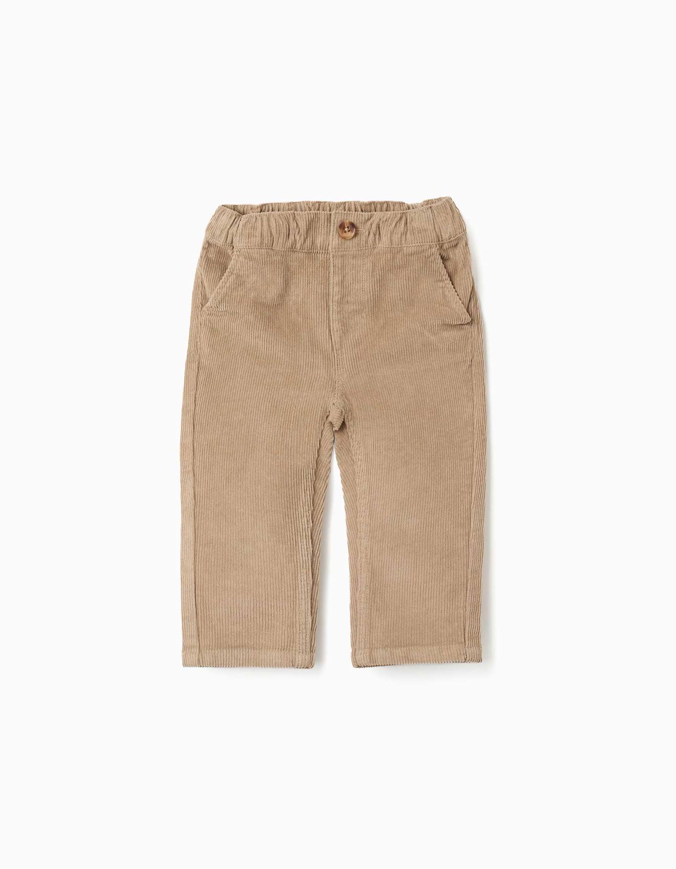 Pantalon Chino À Coupe Droite En Velours Côtelé Beige