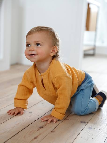 Tunique Bebe Garcon En Gaze De Coton Moutarde Vertbaudet