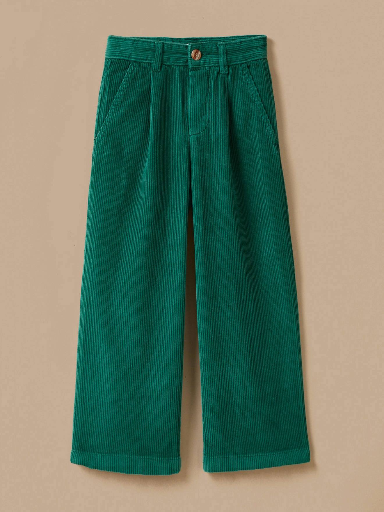Pantalon Flare En Velours Vert Pin