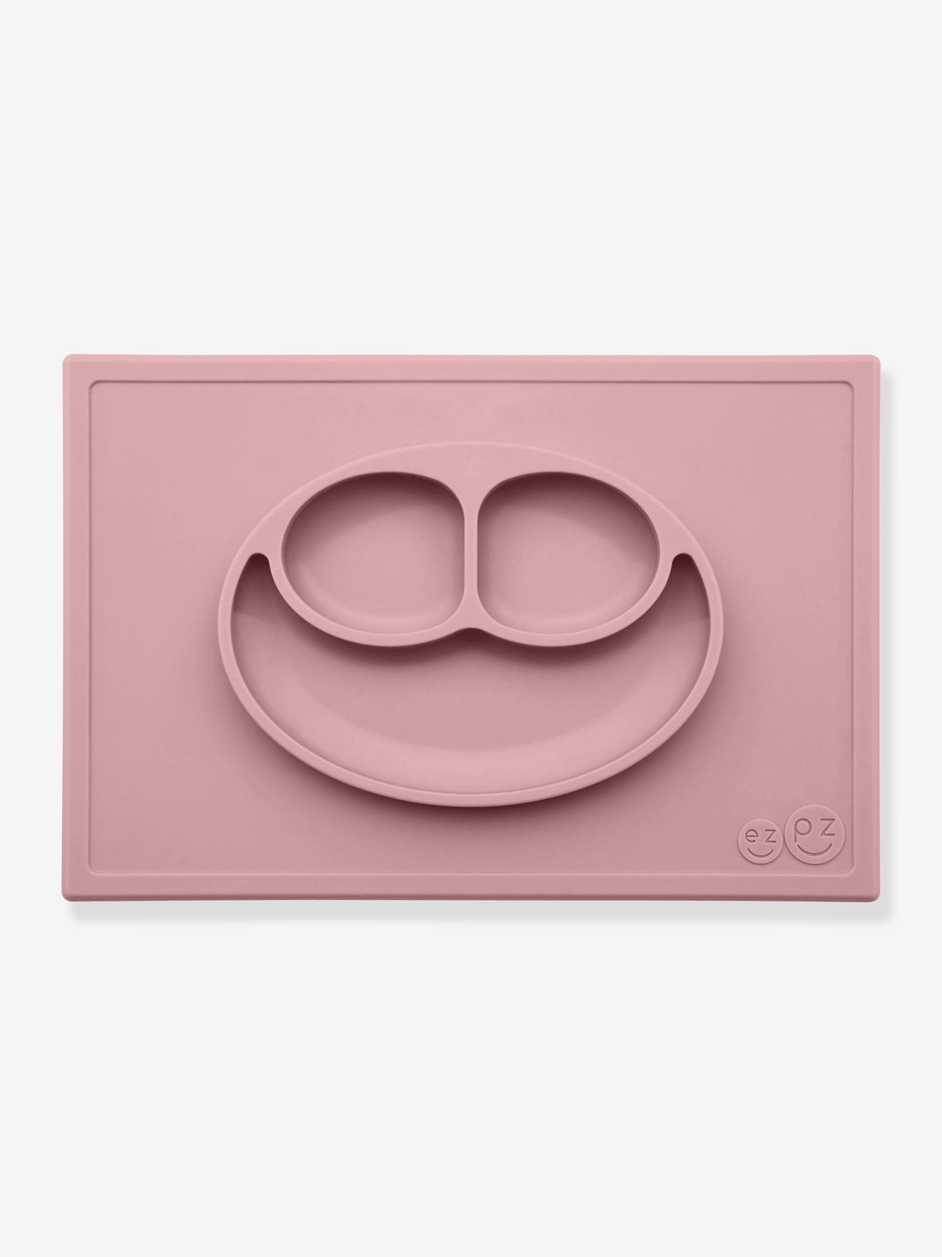 Set de table tout-en-un avec assiette EZPZ Happy mat en silicone rose