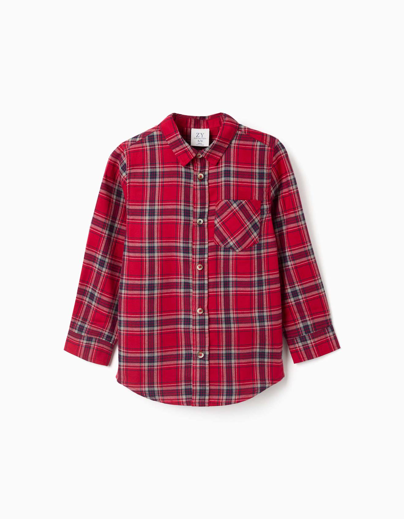 Chemise À Manches Longues En Flanelle À Motif À Carreaux Rouge