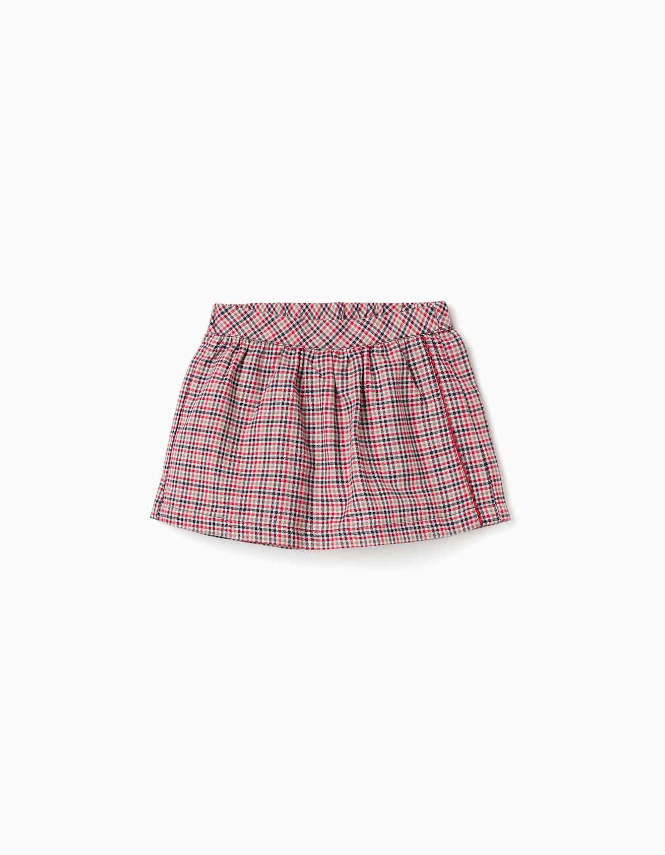 Jupe-short En Sergé À Motif À Carreaux B&s Gris Clair