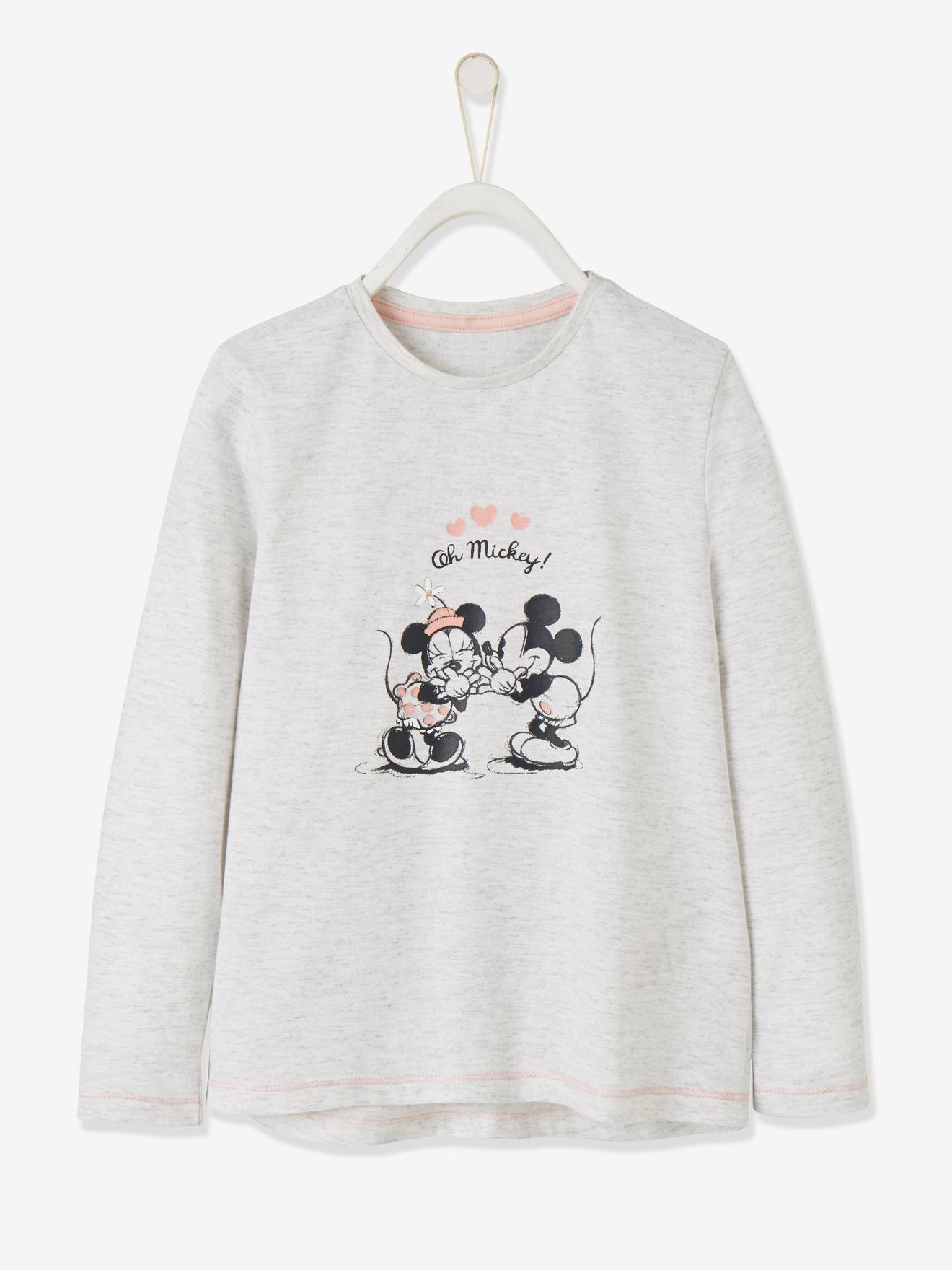 T-shirt fille Disney Minnie et Mickey® avec paillettes gris clair chiné