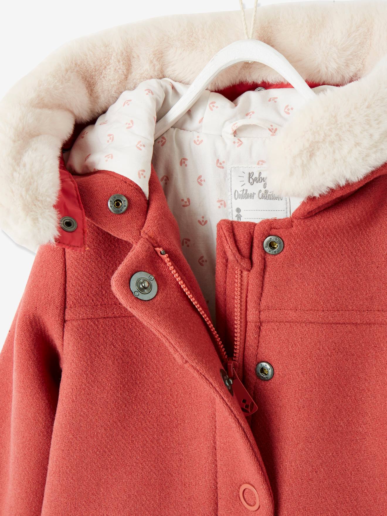 Manteau A Capuche Bebe Fille Gris Clair Chine Vertbaudet